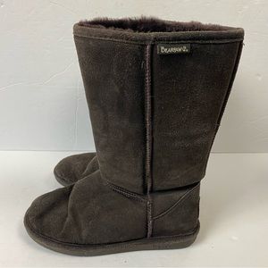 Bearpaw Chocolate Brown Emma Tall Sherpa Suede Snow Winter Boots 8